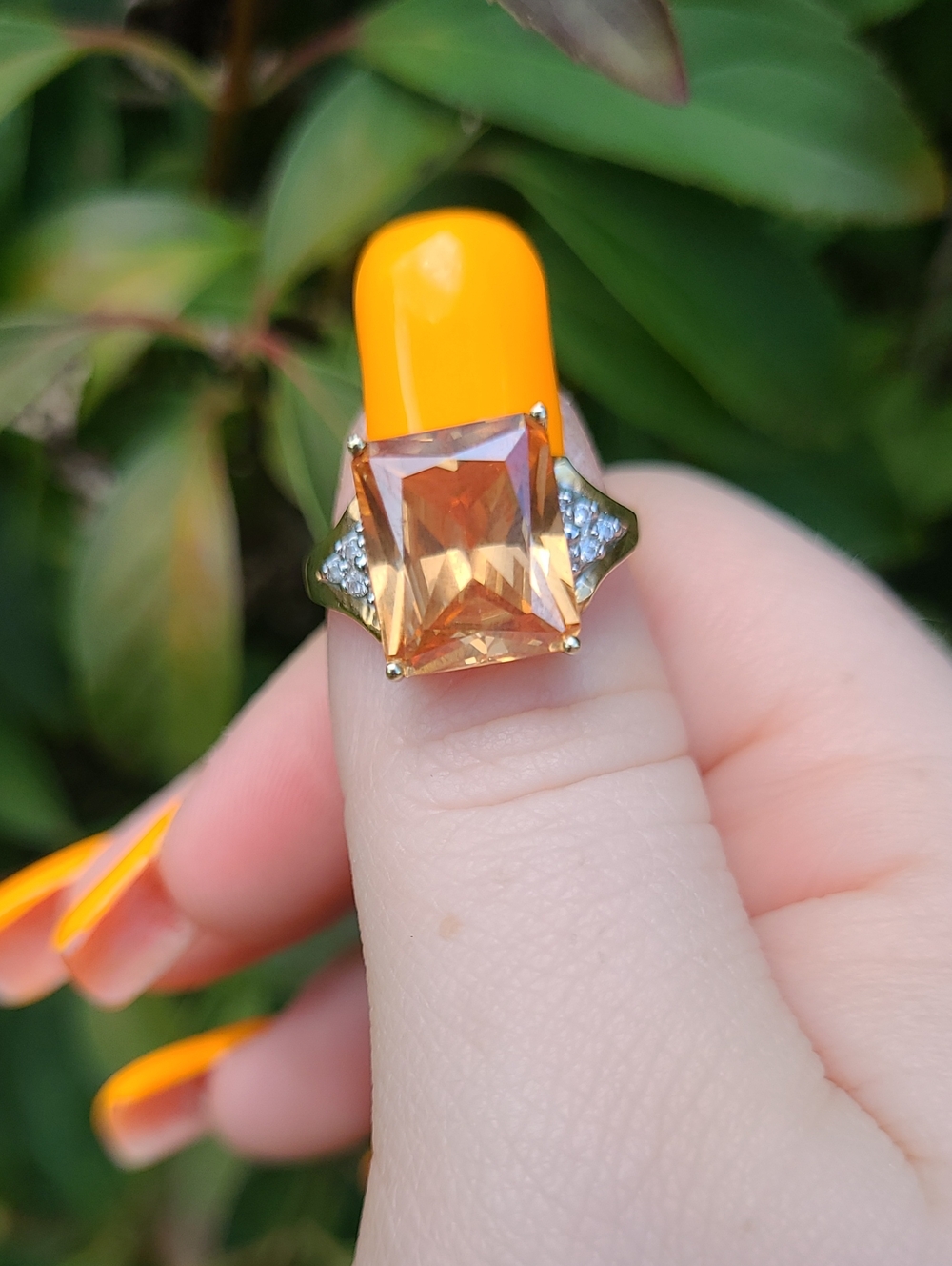 10k CZ amber ring Jewelry Size 7